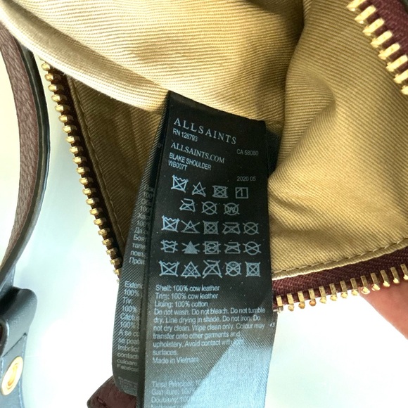 ALLSAINTS, Blake Burgundy Burnt Genuine Leather Shoulder Bag, EUC - Picture 15 of 16